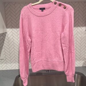J. Crew Pink Crew Neck Sweater with Button Detail